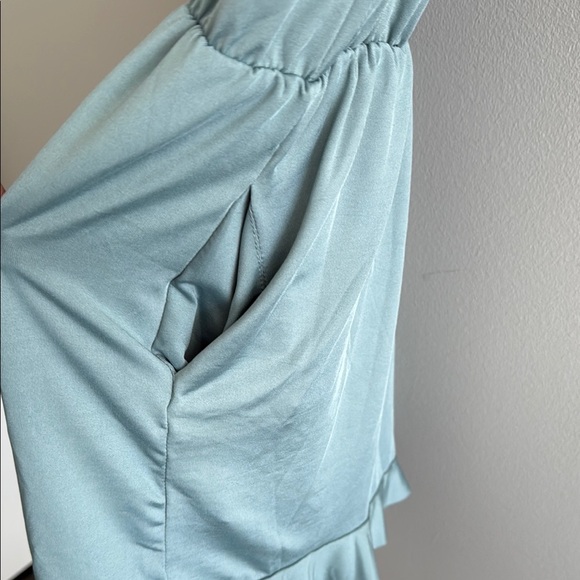 Chic Light Blue Ruffled Romper - Picture 3 of 6